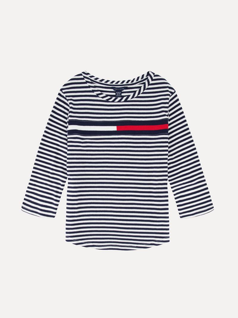 Lány Tommy Hilfiger Totyogó\' Stripe Felsők Kék | HU 1967MQZ